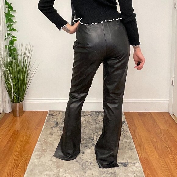 Y2k XOXO Leather Flare Pants Front Zip Size 9 Black - Picture 3 of 5